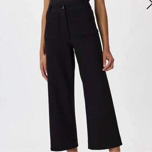 Quince High Rise Stretch Patch Pocket Black Wide-Leg Jeans size 32 inseam 26 in